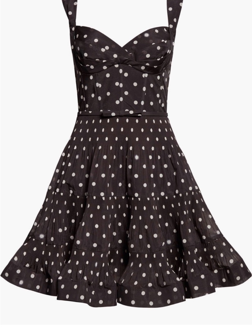 Zimmermann Black and White Polka Dot Tiered Mini Dress